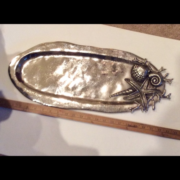 Pewter serving tray. 22” long - Picture 3 of 3